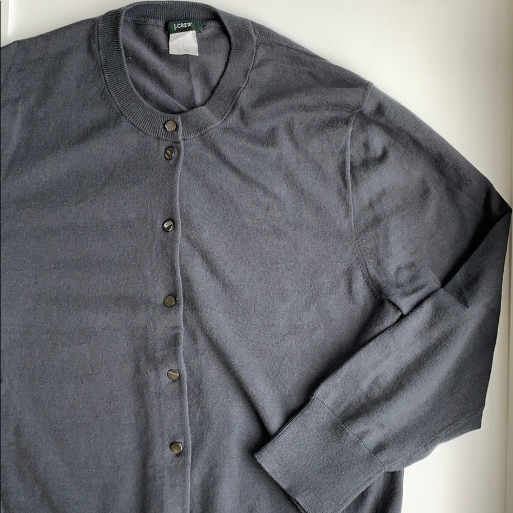 J Crew | Gray Crew Neck Cardigan 3/4 Sleeves